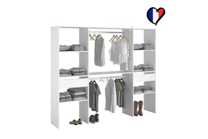 Vestidor con 2 armarios, 6 estantes y 2 cajones Elysée de diseño blanco