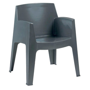 Mesa Master gris antracita con 6 sillas de plástico reciclado