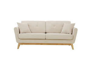 Hoga sofá escandinavo de pana beige 3 plazas y 2 cojines