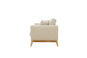 Hoga sofá escandinavo de pana de color beige 3 plazas + 2 cojines zoom 1