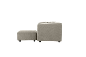 Monroe pana : Sofá modular de 3 plazas + 1 puf gris claro
