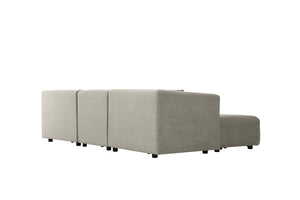 Sofá modular de 3 plazas y 1 puf gris claro Monroe