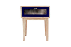 GIA - Mesa de noche de madera, cajón de ratán
