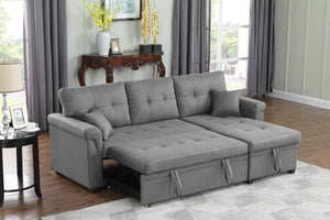 sofá esquinero cama gris claro