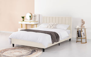 cama terciopelo beige 160x200 cm