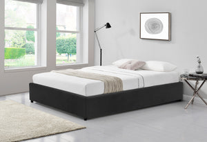 Estructura de cama en terciopelo negro con cajon  integrada -160x200 cm