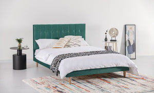 cama de terciopelo verde 140x190 cm