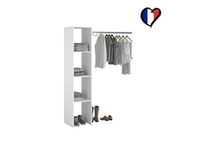 Vestidor con 3 estantes + 1 armario de diseño y práctico blanco Elysee