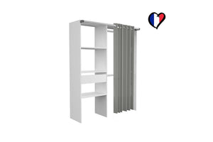 Vestidor 1 cortina + 4 estantes + 2 armarios + 1 cajón Paris blanco