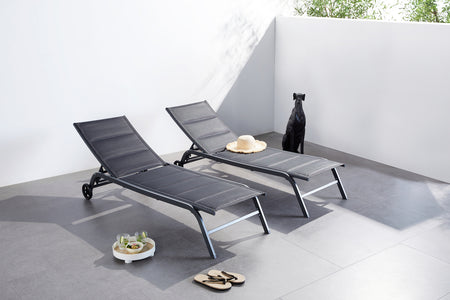 Conjunto de 2 tumbonas de aluminio negro