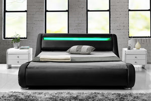 Estructura de cama de Imitación 140 x 190 cm con LED integrados Negro