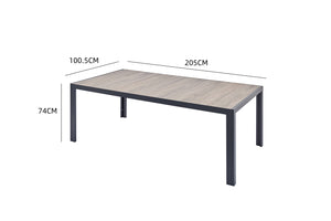 Salon de jardin repas 10 places table aluminium et bois dimensions