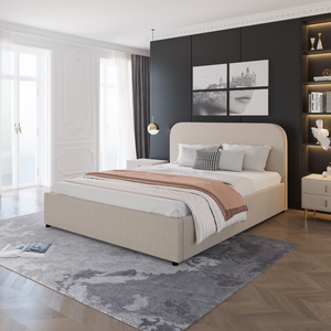 Cama con almacenaje 160 x 200 cm de terciopelo beige HOUSTON