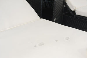 Conjunto de 2 tumbonas en resina tejida negra y colchón blanco zoom 1