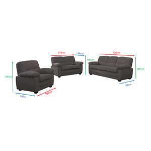 Acogedor conjunto de sofá de pana gris Lincoln dimensiones concept u