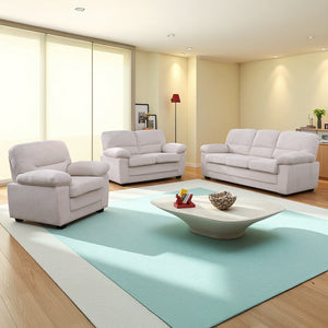 Acogedor conjunto de sofás de pana beige con escena Lincoln concept u