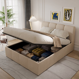 Almacenamiento en lecho de nubes 140 x 190 cm terciopelo beige atmósfera cuadrada de Baltimore concept u