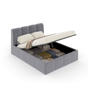 Almacenamiento tipo cama nube 140 x 190 cm terciopelo gris Baltimore paquete abierto concept u