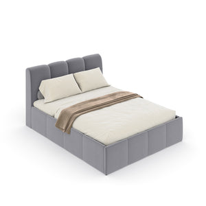 Almacenamiento tipo cama nube 140 x 190 cm terciopelo gris Baltimore paquete cerrado concept u