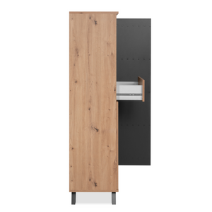 Cómoda de madera con diseño dividido fondo blanco lado abierto Concept-U