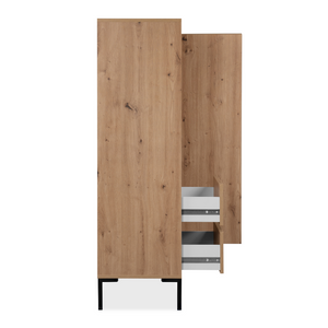 Cómoda de madera diseño Navi cuadrada fondo blanco lateral abierto Concept-U