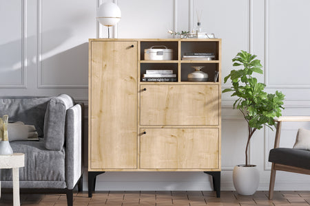 Aparador alto de roble con puertas de zafiro ambiente EWA concept u