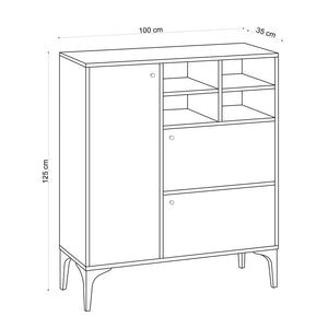 Aparador alto de roble con puertas de zafiro dimensiones EWA concept u
