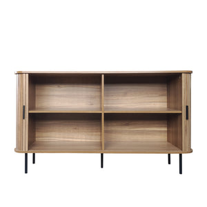 Aparador bajo con puertas correderas de madera acanalada Semarang Packshot abierto concept u