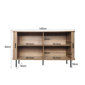 Aparador bajo con puertas correderas de madera acanalada Semarang dimensiones concept u