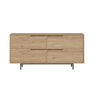 Aparador de 4 puertas de madera con diseño de abey y cara de paquete concept u