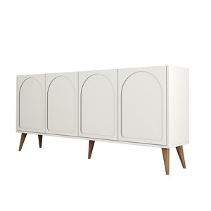 Aparador de 4 puertas redondeado en nogal crema Lister Packshot concept u