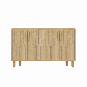 Aparador gráfico de 4 puertas Vinci Wood con acabado en madera y acabado envejecido concept u