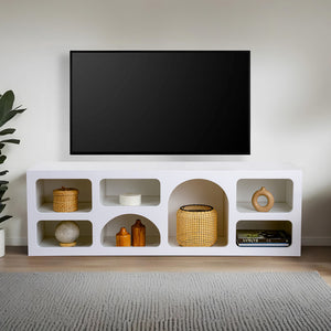 Aparador orgánico bajo de 7 nichos blanco mueble de TV Ferlis 2 unidades concept u