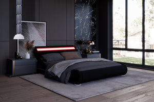 Estructura de cama de Imitación con LED integrados 140 x 190 cm Negro