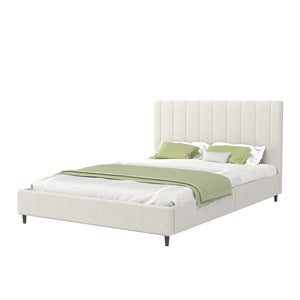 Cama bouclette de 140 x 190 cm beige Cambridge Packshot 3 cuartos concept u