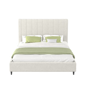 Cama bouclette de 140 x 190 cm color beige Cambridge Packshot frontale concept u