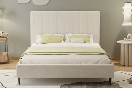 Cama de rizo Cambridge beige de 140 x 190 cm concept u