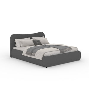 Cama redonda tipo cajón de 140 x 190 cm color pana gris plana paquete cerrado concept u