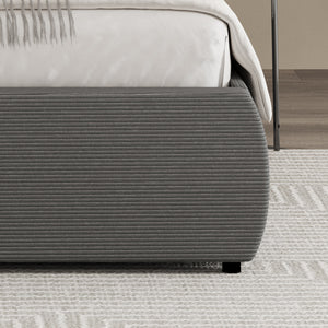 Cama redonda tipo cajón de 140 x 190 cm pana gris tela plana concept u