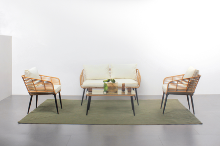 Conjunto de jardin Sitia 4 plazas ratan beige Concept-U - rectangulo