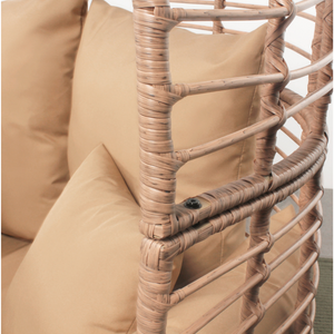 Conjunto de exterior con sillón con patas efecto ratán y reposapiés tamaño grande color beige incluye cojines zoom detalles del sillón concept u
