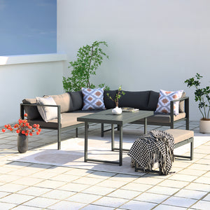 Conjunto de muebles de jardín Marbella gris de 6 plazas concept u