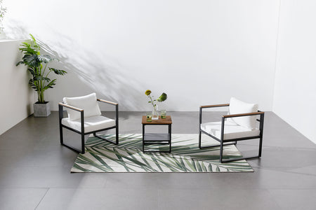 Conjunto de muebles de jardín de 2 plazas en madera negra y beige Ambiente Vigo concept u