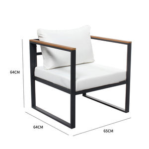 Conjunto de muebles de jardín de 2 plazas en madera negra y beige, Vigo, dimensiones del sillón concept u