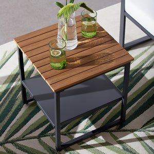 Conjunto de muebles de jardín de 2 plazas en madera negra y beige con mesa Vigo concept u
