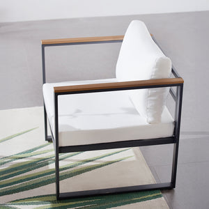 Conjunto de muebles de jardín de 2 plazas en madera negra y beige, sillón perfil Vigo concept u
