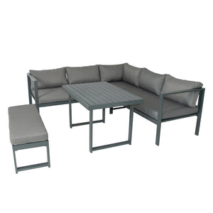 Conjunto de muebles de jardín de 6 plazas gris Marbella fondo blanco concept u