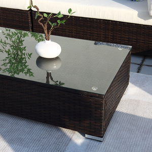 Conjunto de muebles de jardín modulares de 14 plazas en blanco y negro con mesa de cristal templado concept u