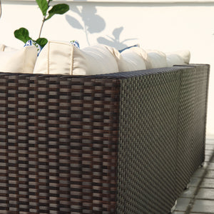 Conjunto de muebles de jardín modulares de 14 plazas en blanco y negro con respaldo concept u