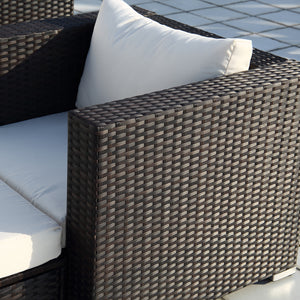 Conjunto de muebles de jardín modulares de 14 plazas en blanco y negro con sillón de perfil Stalla concept u